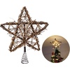 image:imageJoiedomi 8 Inch Christmas Tree Toppers 30 LED Rustic Rattan Star Lighted for Xmas Decorations Holiday Party Indoor Decor