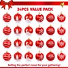 image:imageJoiedomi 24 Pcs Christmas Ball Ornaments Blue amp White 23 Deluxe Delicate Painting amp Glittering Shatterproof Christmas Tree Ornaments for Wreath Garland Holiday Indoor PartyRed  White
