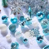 image:imageJoiedomi 71 Pcs Blue amp White Christmas Ornaments Set Assorted Christmas Tree Ornaments with Star Tree Topper Shatterproof Hanging Balls Decor for Xmas Wreath Garland Holidays PartyBluewhite