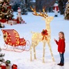 image:imageJOYIN Lighted Christmas Reindeer amp Sleigh Set 4FT Outdoor Christmas Decorations for Yard Warm White LED Lights Xmas Yard Decor 3D Deer with Ground Stakes for Lawn Garden Porch Holiday Front Door