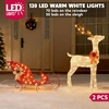 image:imageJOYIN Lighted Christmas Reindeer amp Sleigh Set 4FT Outdoor Christmas Decorations for Yard Warm White LED Lights Xmas Yard Decor 3D Deer with Ground Stakes for Lawn Garden Porch Holiday Front Door