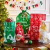 image:imageJOYIN 36 PCS Christmas Drawstrings Gift Bags Assorted Sizes Xmas Foil Reusable Wrapping Gift Plastic Bag Large Medium Small for Christmas Holiday Party Decorations