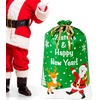 image:imageJOYIN 36 PCS Christmas Drawstrings Gift Bags Assorted Sizes Xmas Foil Reusable Wrapping Gift Plastic Bag Large Medium Small for Christmas Holiday Party Decorations
