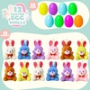 image:imageJOYIN 12 Pcs Prefilled Easter Eggs of Mini Stuffed Animal Plush Toys Basket Stuffer for Kids Easter Egg Hunt Filler and Party Favors Classroom Prize SuppliesBunny Toys