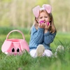 image:imageJOYIN Easter Pink Bunny Basket Pink Rabbit Backet with Foldable Ears Empty Soft Basket with Handle Easter Gifts for Babies Kids Egg Hunt Candy Bag Party Favor Storage Container109 79 94