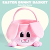 image:imageJOYIN Easter Pink Bunny Basket Pink Rabbit Backet with Foldable Ears Empty Soft Basket with Handle Easter Gifts for Babies Kids Egg Hunt Candy Bag Party Favor Storage Container109 79 94