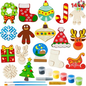 image:imageJOYIN 14 Christmas Wooden Magnet Creativity Arts amp Crafts Painting Kit Decorate Your Own for Kids Paint Gift Birthday Parties and Family Crafts Holiday StuffersAge 8