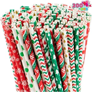 image:imageJOYIN 200 Pcs Christmas Paper Straws Disposable Colorful Christmas straws for Xmas Drinkware Party Supplies Desserts and Holiday Party Decorations
