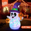image:imageJoiedomi 5FT Tall Halloween Inflatable Ghost Pumpkin with 3Pattern Colorful Rotating Flashing Lights Cute Halloween Blow Up Ghost Yard Decorations for Lawn Garden Indoor Outdoor DecorPurple