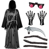 image:imageSpooktacular Creations Glowing Eyes Grim Reaper Costume for Kids Halloween Costume for Boys Halloween Dressup PartyGrey