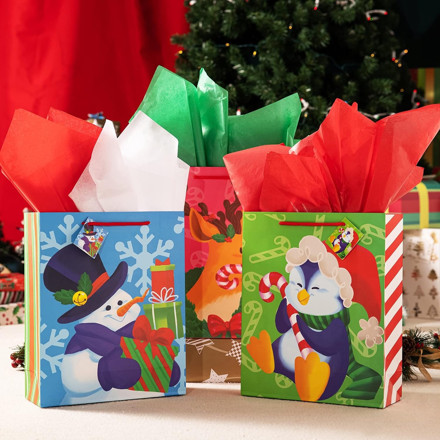 image:imageJOYIN 360 Sheets 20 x 20 Christmas Tissue Paper Assortment Red Green amp White 120 Sheets per Color Easy and Fast Gift Wrapping Accessory for Presents and Wine Bottles
