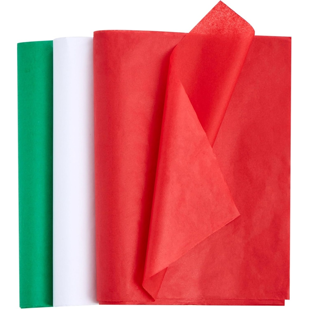 image:imageJOYIN 360 Sheets 20 x 20 Christmas Tissue Paper Assortment Red Green amp White 120 Sheets per Color Easy and Fast Gift Wrapping Accessory for Presents and Wine Bottles