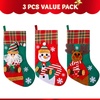 image:imageJOYIN 3 PCS 18 Christmas Stockings Set Large Stockings with 3D Santa Snowman amp Reindeer 3D Bulk Xmas Stockings for Holiday Indoor Family Holiday Christmas Party Decorations