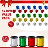 image:imageJOYIN Christmas 34 Pcs Bows and Ribbons Set 4 Rolls of Curling Ribbons with 30 Pcs Bows Gift Wrapping DIY for Holiday Crafts Decoration