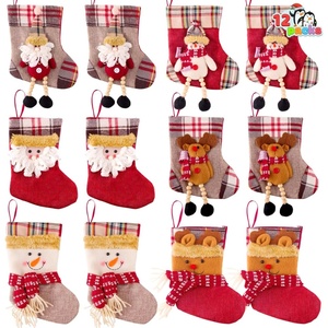 image:imageJOYIN 12 Pcs Mini Christmas 3D Bulk Xmas Stockings Santa Snowman Reindeer Burlap Stockings for Present Holders Treat Bags Christmas Tree Decoration Xmas Party Decors