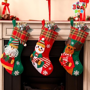 image:imageJOYIN 3 PCS 18 Christmas Stockings Set Large Stockings with 3D Santa Snowman amp Reindeer 3D Bulk Xmas Stockings for Holiday Indoor Family Holiday Christmas Party Decorations