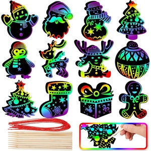 image:imageJOYIN 48 Pcs Christmas Scratch Art Ornaments Rainbow Color Scratch Paper in Front Side amp Coloring Card in Back Side Scratch Off Kids Party Favors Supplies Holiday DIY Art Craft Kit Activities Gifts