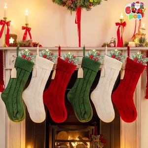 image:imageJOYIN 6 Pcs 18 Christmas Stockings Large Size Knitted Stocking Set in Burgundy Red Green amp Ivory with Writable Wooden Name Tags for Christmas Decorations Holiday Xmas Party Decor