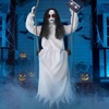 image:imageJOYIN Scary Halloween Decorations Outdoor Hanging Swinging Girl with Sound Activated Light Up Eyes and Creepy Expression Hanging Activated Halloween Decor for Indoor Outdoorblack hair swing girl