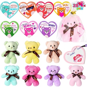 image:imageJOYIN 28 Pack Valentines Day Gift Cards with Bear Plush Toys Cute Mini Plush Toys Keychains for Boys Girls Party Favor Classroom Exchange Cards and School Exchange Prize