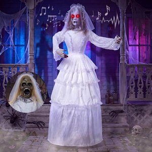 image:imageJOYIN 67 Halloween Decorations Outdoor Life Size Bride Decor White Ghost Haunted House Props with Creepy Sound for Garden Yard LawnWhite and Green Bride