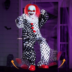 image:imageJOYIN Scary Halloween Decorations Outdoor Hanging Swinging Girl with Sound Activated Light Up Eyes and Creepy Expression Hanging Activated Halloween Decor for Indoor Outdoorred hair swing clown