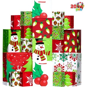 image:imageJOYIN 20 PCS Christmas Goody Gift Bags with Handles Assorted Sizes Holiday Paper Presents Wrapping Bag for Xmas GiftGiving Thanksgiving Gift Decor Classroom Treat Candy and Party Favors