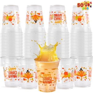 image:imageJOYIN 50 Pcs Thanksgiving Cups Disposable 12 OZ Thanksgiving Plastic Cups with Pumpkin Maple Leaves Plastic Dinnerware for Juice Coffee HotCold Drinks Fall Party Favor Supplies