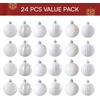 image:imageJOIEDOMI 24 Pcs Silver Christmas Balls Ornaments Set 16 Mini Christmas Tree Ornaments Decor Shatterproof Hanging Balls for Xmas Tree Wreath Garland Holiday Wedding Indoor Party DecorWhite