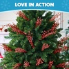 image:imageJoiedomi 12Pcs Christmas Berry Stem Ornaments Christmas Decorative Glitter Bead Sticks 17 Pink Artificial Glitter Twigs for Xmas Tree Decor Wreath DIY Crafts Holiday Party Supplies Wedding DecorRed