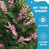 image:imageJoiedomi 12Pcs Christmas Berry Stem Ornaments Christmas Decorative Glitter Bead Sticks 17 Pink Artificial Glitter Twigs for Xmas Tree Decor Wreath DIY Crafts Holiday Party Supplies Wedding DecorPink