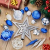 image:imageJoiedomi 36 Pcs Blue and Orange Christmas Tree Ornaments with Star Topper and Heart Shatterproof Christmas Ball Ornaments Set Assorted Xmas Hanging Decorations for Tree Wreath Garland HolidaysBlue  Silver  White