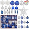 image:imageJoiedomi 36 Pcs Blue and Orange Christmas Tree Ornaments with Star Topper and Heart Shatterproof Christmas Ball Ornaments Set Assorted Xmas Hanging Decorations for Tree Wreath Garland HolidaysBlue  Silver  White