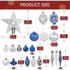 image:imageJoiedomi 36 Pcs Blue and Orange Christmas Tree Ornaments with Star Topper and Heart Shatterproof Christmas Ball Ornaments Set Assorted Xmas Hanging Decorations for Tree Wreath Garland HolidaysBlue  Silver  White