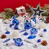 image:imageJoiedomi 36 Pcs Blue and Orange Christmas Tree Ornaments with Star Topper and Heart Shatterproof Christmas Ball Ornaments Set Assorted Xmas Hanging Decorations for Tree Wreath Garland HolidaysBlue  Silver  White