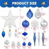 image:imageJoiedomi 36 Pcs Blue and Orange Christmas Tree Ornaments with Star Topper and Heart Shatterproof Christmas Ball Ornaments Set Assorted Xmas Hanging Decorations for Tree Wreath Garland HolidaysBlue  Silver  White