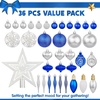 image:imageJoiedomi 36 Pcs Blue and Orange Christmas Tree Ornaments with Star Topper and Heart Shatterproof Christmas Ball Ornaments Set Assorted Xmas Hanging Decorations for Tree Wreath Garland HolidaysBlue  Silver  White