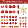 image:imageJoiedomi 71 Pcs Red amp Gold Christmas Ornaments Set Assorted Christmas Balls Ornaments with Star Tree Topper Shatterproof Hanging Decor for Xmas Tree Wreath Garland Holidays PartyRedgold