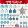 image:imageJoiedomi 71 Pcs Red amp Gold Christmas Ornaments Set Assorted Christmas Balls Ornaments with Star Tree Topper Shatterproof Hanging Decor for Xmas Tree Wreath Garland Holidays PartyBluewhite