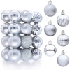 image:imageJOIEDOMI 24 Pcs Silver Christmas Balls Ornaments Set 16 Mini Christmas Tree Ornaments Decor Shatterproof Hanging Balls for Xmas Tree Wreath Garland Holiday Wedding Indoor Party DecorSilver