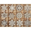 image:imageJOIEDOMI 36 Pcs Christmas Unfinished Wooden Ornaments Hanging Snowflakes Ornaments Blank Wood Slice for IndoorOutdoor Xmas Party Decoration Tree Decor Events