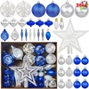 image:imageJoiedomi 36 Pcs Blue and Orange Christmas Tree Ornaments with Star Topper and Heart Shatterproof Christmas Ball Ornaments Set Assorted Xmas Hanging Decorations for Tree Wreath Garland HolidaysBlue  Silver  White