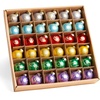 image:imageJoiedomi 36 Pcs Christmas Mini Ball Ornament Set Metalic Glass Small Balls with Glitter Prints amp Rope Hangers Hanging Miniature Ornaments for Christmas Tree Xmas Glass Party Decor Red amp Whiteglossy