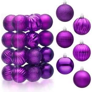 image:imageJOIEDOMI 24 Pcs Lime Green Christmas Balls Ornaments Set 236 Christmas Tree Ornaments Shatterproof Xmas Balls Hanging Decorations for Tree Wreath Garland Holiday Wedding Indoor Party DecorPurple