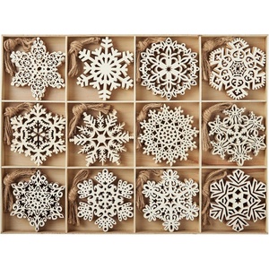 image:imageJOIEDOMI 36 Pcs Christmas Unfinished Wooden Ornaments Hanging Snowflakes Ornaments Blank Wood Slice for IndoorOutdoor Xmas Party Decoration Tree Decor Events
