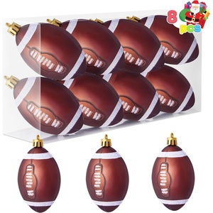 image:imageJOIEDOMI 8 Pcs Christmas Ball Ornaments Shatterproof Football Christmas Tree Ornaments Sports Theme Hanging Decorations Rugby Ball Football Decor for Holiday Xmas Tree Home Party Supplies