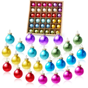 image:imageJoiedomi 36 Pcs Christmas Mini Ball Ornament Set 8 Metalic Color Glass Small Balls with Rope Hangers Hanging Miniature Ornaments for Christmas Tree Xmas Glass Party Decor Supplies Plain Color