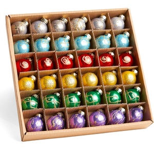 image:imageJoiedomi 36 Pcs Christmas Mini Ball Ornament Set Metalic Glass Small Balls with Glitter Prints amp Rope Hangers Hanging Miniature Ornaments for Christmas Tree Xmas Glass Party Decor Red amp Whiteglossy