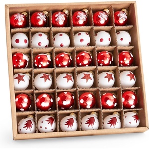 image:imageJoiedomi 36 Pcs Christmas Mini Ball Ornament Set Metalic Glass Small Balls with Glitter Prints amp Rope Hangers Hanging Miniature Ornaments for Christmas Tree Xmas Glass Party Decor Red amp WhiteFancy