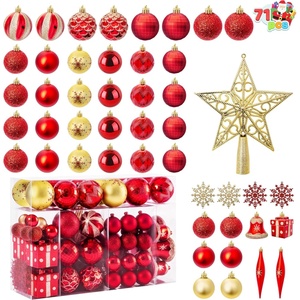 image:imageJoiedomi 71 Pcs Red amp Gold Christmas Ornaments Set Assorted Christmas Balls Ornaments with Star Tree Topper Shatterproof Hanging Decor for Xmas Tree Wreath Garland Holidays PartyRedgold